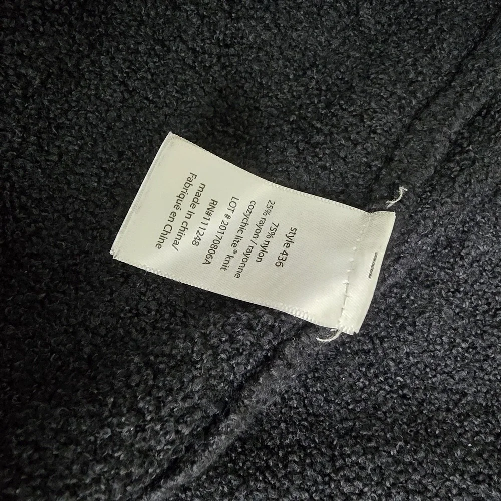 Barefoot Dreams‎ Cardigan Womens S/M Black CozyChic Lite Draped Open Front A436